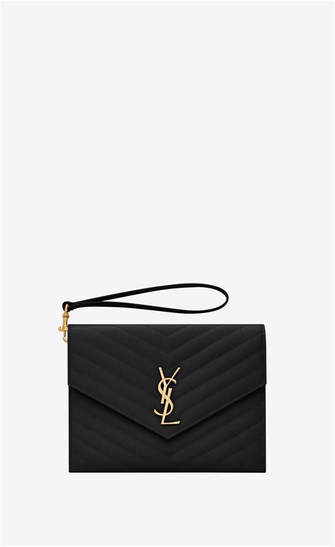 ysl monogram clutch grain sea salt|Saint Laurent YSL Monogram Flap Clutch Bag in .